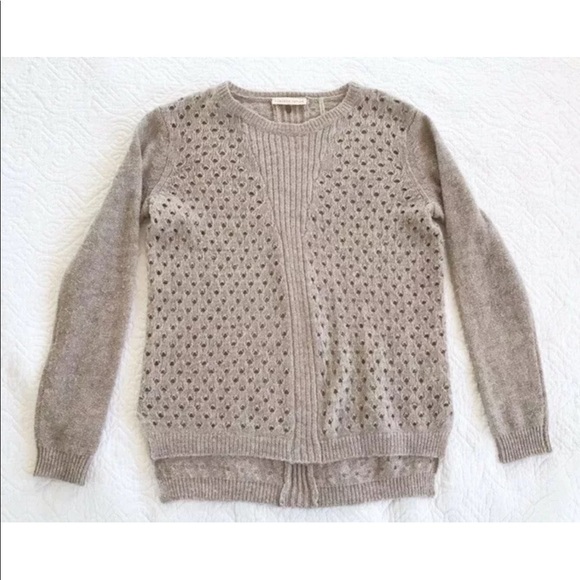 Rebecca Taylor Lt Tan Open Knit Pullover Sweater - Picture 7 of 7